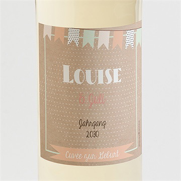 Flaschenetikett Geburt Girlande Auf Kraftpapier