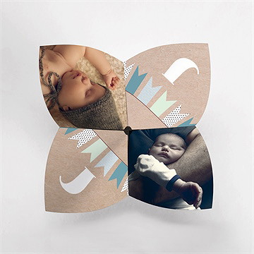 Geburtskarte Wimpelgirlande Auf Kraftpapier - Vue 2