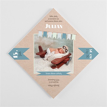 Geburtskarte Wimpelgirlande Auf Kraftpapier - Vue 3