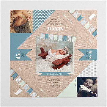 Geburtskarte Wimpelgirlande Auf Kraftpapier - Vue 4