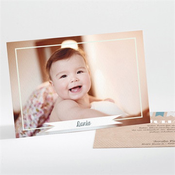 Dankeskarte Geburt wimpelgirlande auf kraftpapier