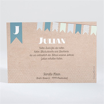 Dankeskarte Geburt Wimpelgirlande Auf Kraftpapier - Vue 2