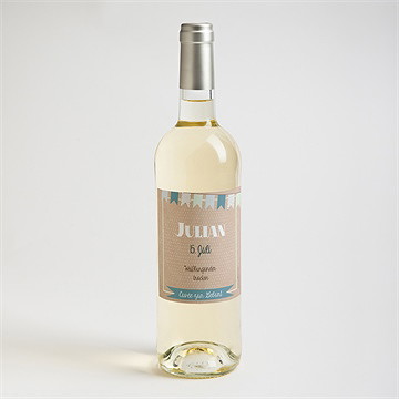 Flaschenetikett Geburt Wimpelgirlande Auf Kraftpapier - Vue 2