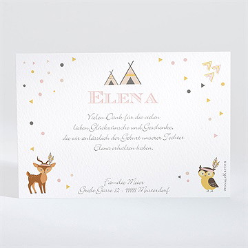 Dankeskarte Geburt Kleine Indianerin - Vue 2