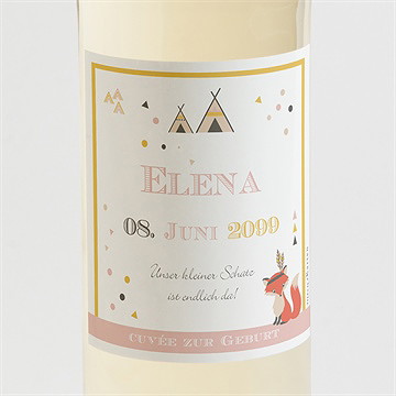 Flaschenetikett Geburt Kleine Indianerin