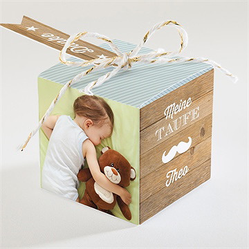 Geschenkbox Taufe blaue streifen - Vue 2