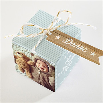 Geschenkbox Taufe blaue streifen - Vue 2