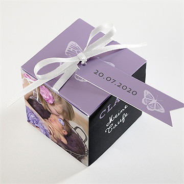 Geschenkbox Taufe lila und schwarz - Vue 3