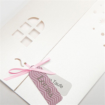 Einladung Taufe Klebestreifen Rosa - Vue 3