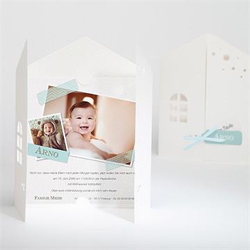 Einladung Taufe Klebestreifen Blau