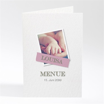 Menükarte Taufe klebestreifen rosa