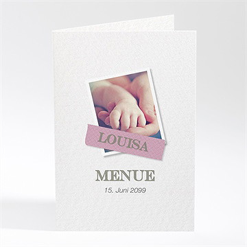 Menükarte Taufe Klebestreifen Rosa