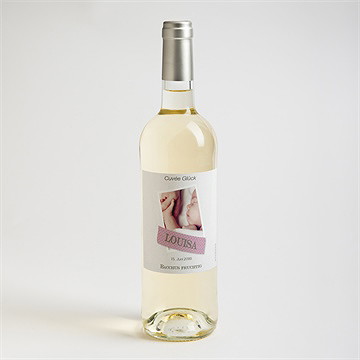 Flaschenetikett Taufe Klebestreifen Rosa - vue 2