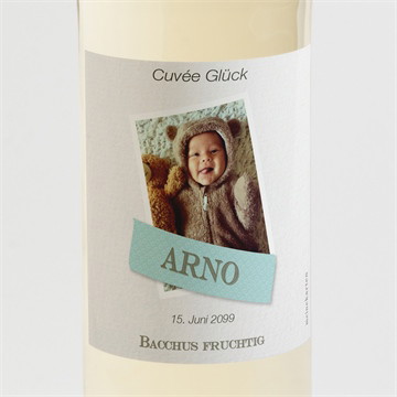 Flaschenetikett Taufe Klebestreifen blau