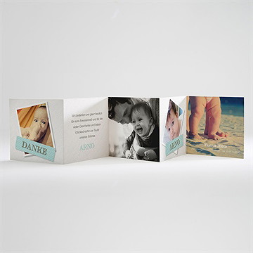 Dankeskarte Taufe klebestreifen blau - Vue 2