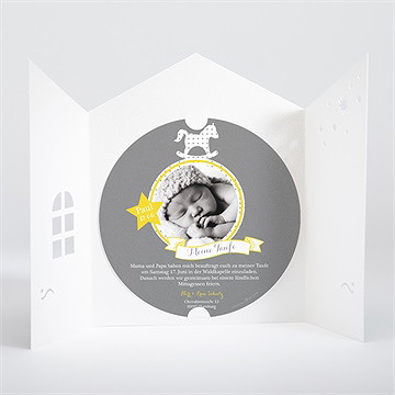 Einladung Taufe Schaukelpferd Gelb - Vue 2