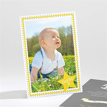 Dankeskarte Taufe Schaukelpferd Gelb