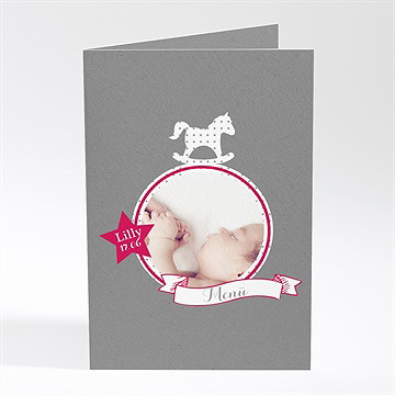 Menükarte Taufe Schaukelpferd Rot