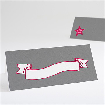 Tischkarte Taufe Schaukelpferd Rot