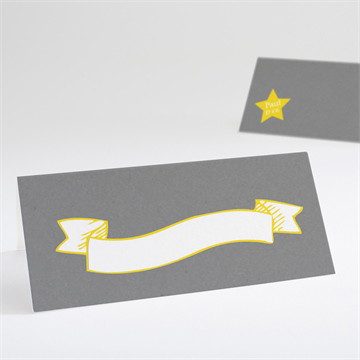 Tischkarte Taufe schaukelpferd gelb