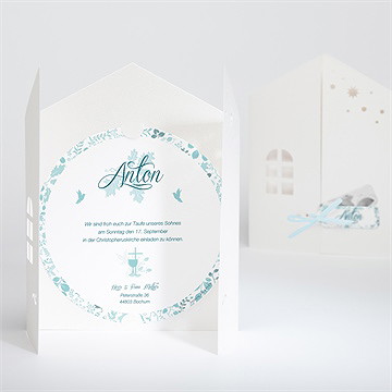 Einladung Taufe Blumenhaus Blau