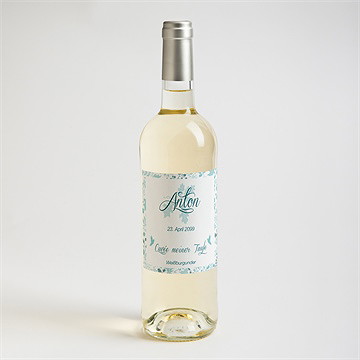 Flaschenetikett Taufe Blumenhaus Blau - Vue 2