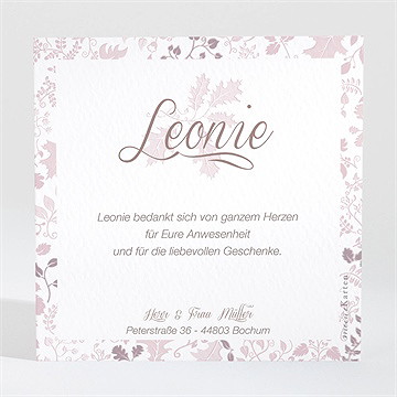 Dankeskarte Taufe blumenhaus rosa - Vue 2