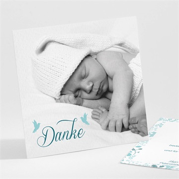 Dankeskarte Taufe blumenhaus blau