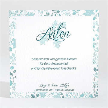 Dankeskarte Taufe Blumenhaus Blau - Vue 2