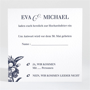 Antwortkarte Hochzeit gravur marineblau