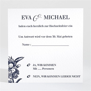 Antwortkarte Hochzeit gravur marineblau
