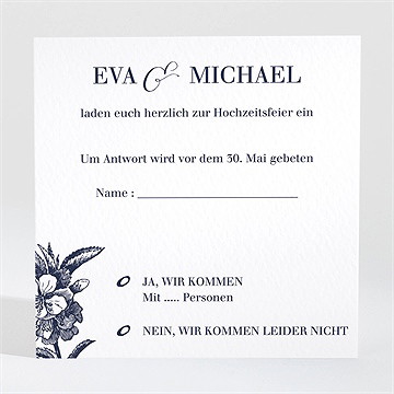 Antwortkarte Hochzeit gravur marineblau
