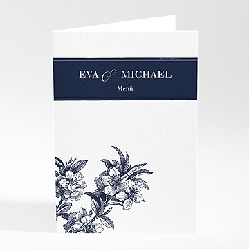 Menükarte Hochzeit Gravur Marineblau