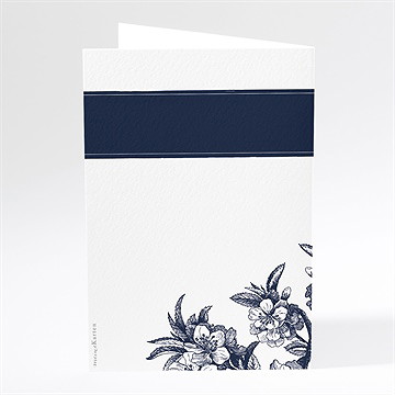 Menükarte Hochzeit Gravur Marineblau - vue 3