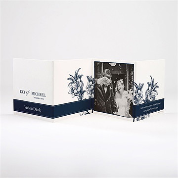 Dankeskarte Hochzeit Gravur Marineblau - Vue 2