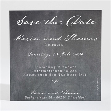 Save the Date Karte Gravur auf schiefertafel