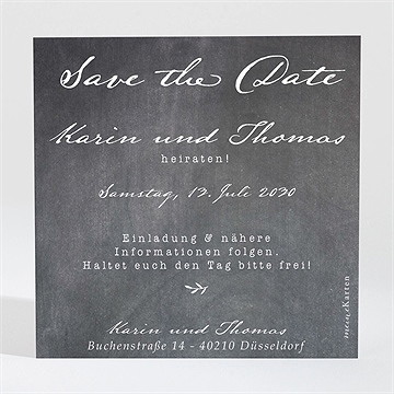 Save the Date Karte gravur auf schiefertafel