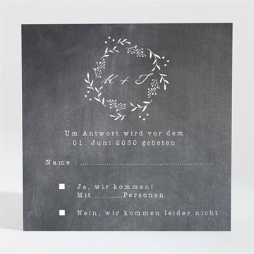 Antwortkarte Hochzeit Gravur auf schiefertafel
