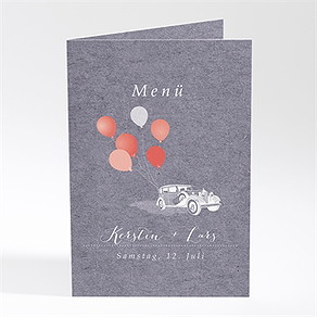 Menükarte Hochzeit vintage auto