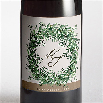 Flaschenetikett Hochzeit frühlingskranz