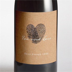 Flaschenetikett Hochzeit abdruck des herzens