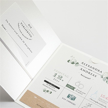 Hochzeitseinladung Silber-Linde - Sicht 3