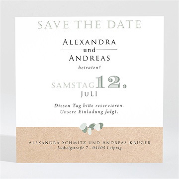 Save The Date Karte Silber-Linde