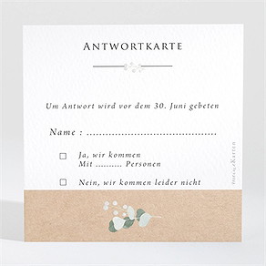 Antwortkarte Hochzeit silber-linde