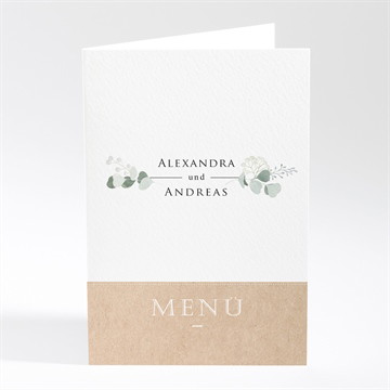 Menükarte Hochzeit Silber-linde
