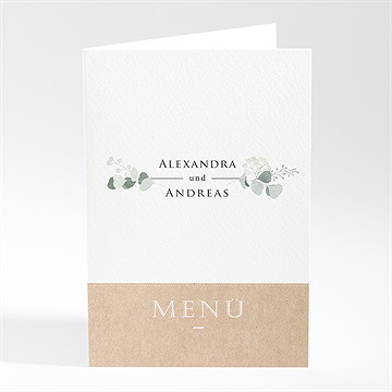 Menükarte Hochzeit silber-linde