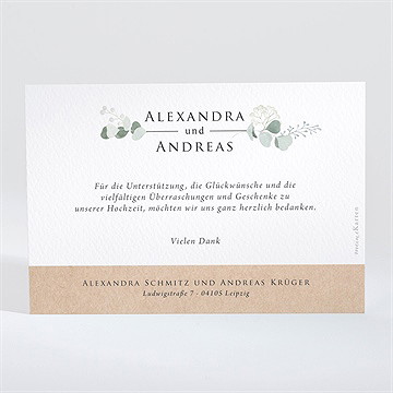 Dankeskarte Hochzeit Silber-Linde - Vue 2