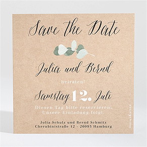 Save the Date Karte eukalyptus rustikal