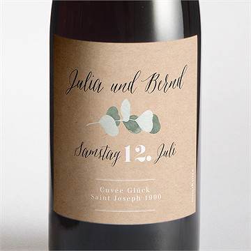 Flaschenetikett Hochzeit eukalyptus rustikal