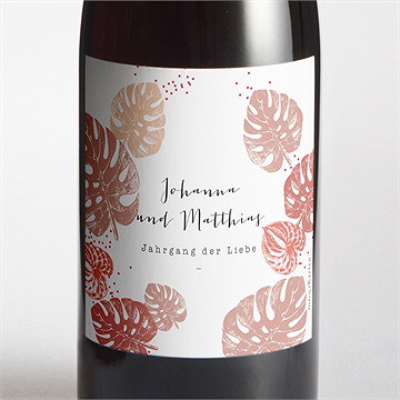 Flaschenetikett Hochzeit philodendron